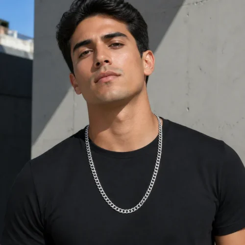 Cadena Acero Inox Plateado Cubana Casual 70 cm (2)