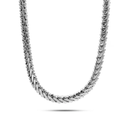 Cadena de Acero Plateada Tejido Espiga Lisa Pulida (3)