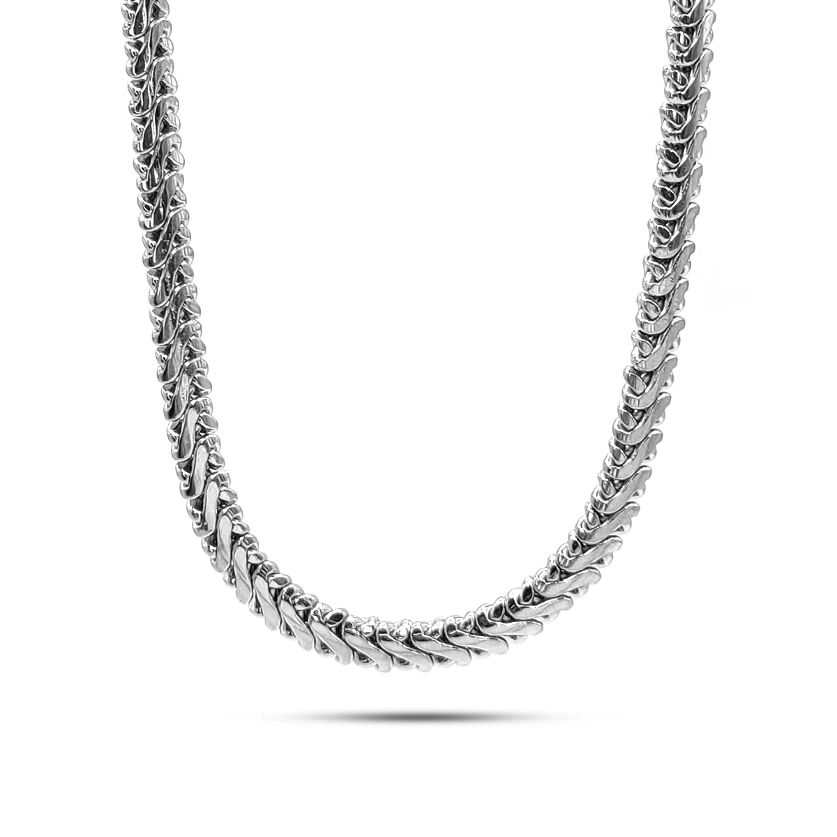 Cadena de Acero Plateada Tejido Espiga Lisa Pulida 3 1