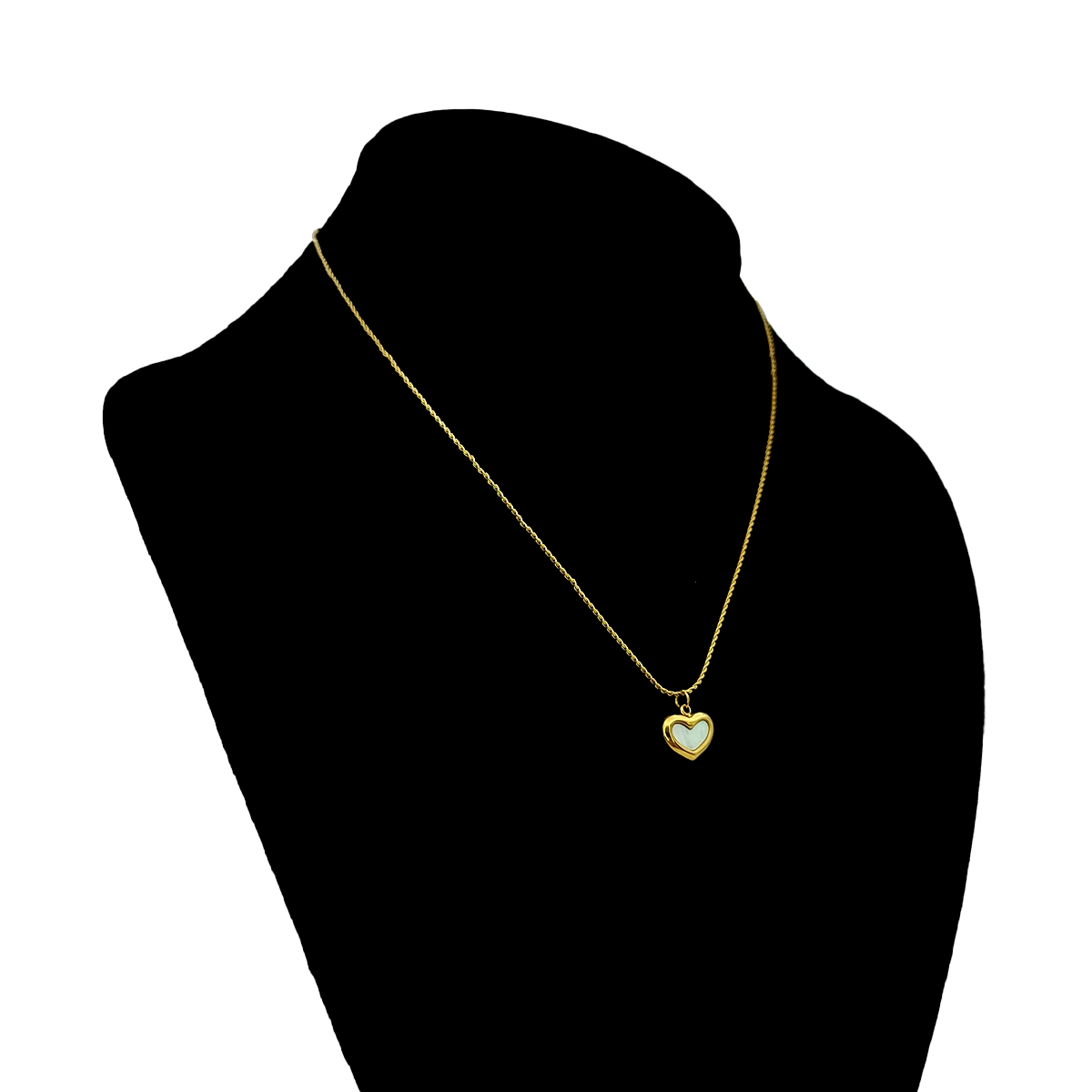 Collar Acero Dorado Corazon Inflado Madre Perla Centro 5 Collar Acero Dorado Corazon Inflado Madre Perla Centro - Image 3