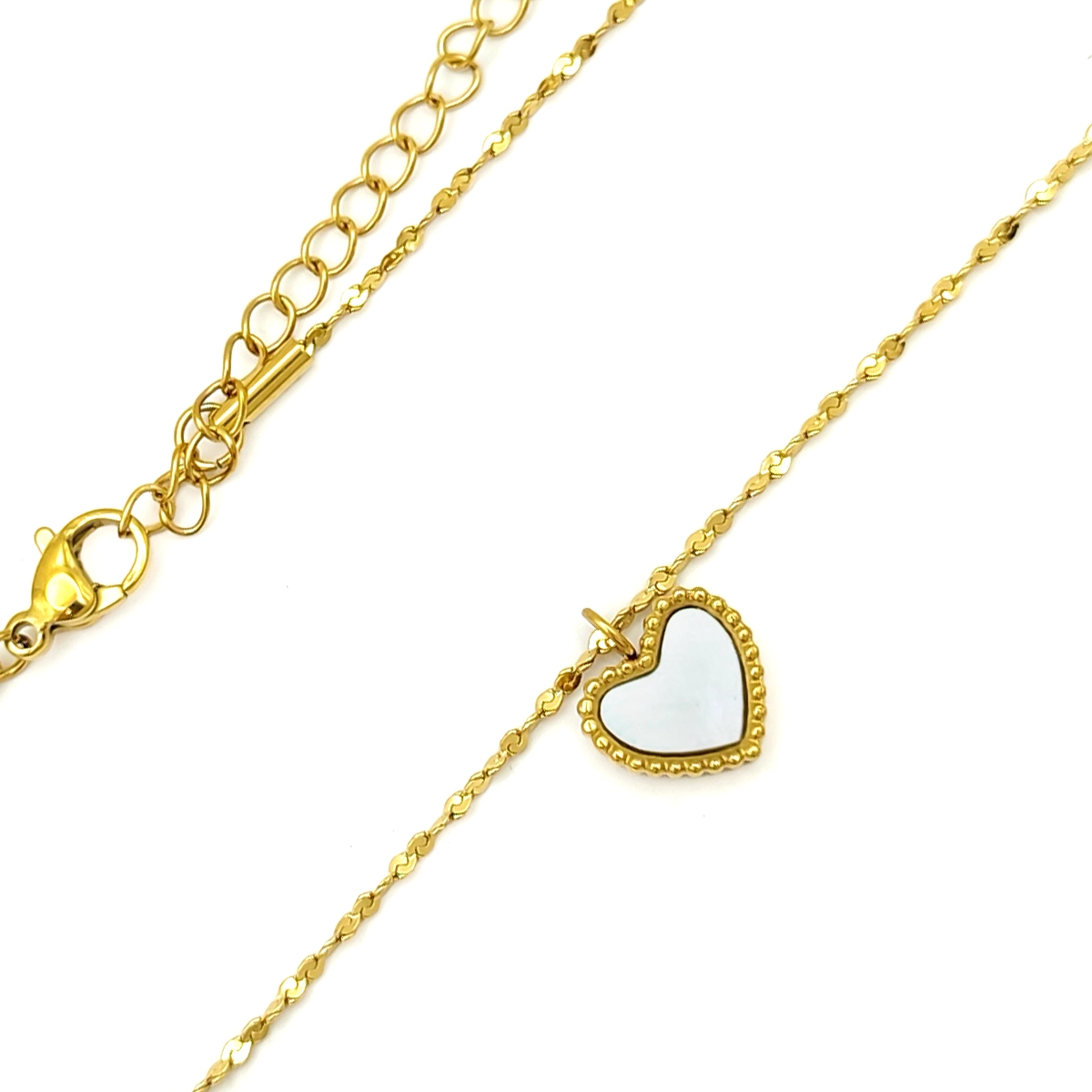 Collar Acero Dorado Corazon Madre Perla Enmarcado 3