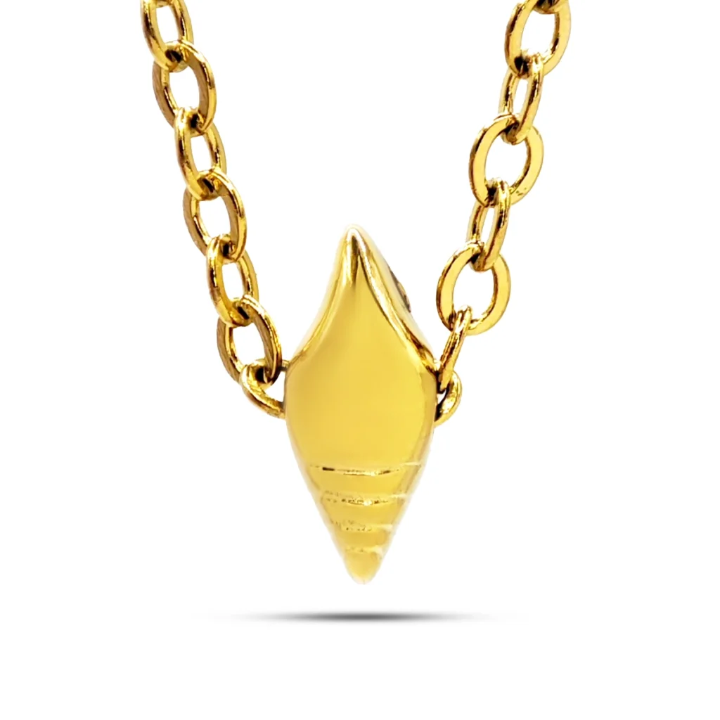 Collar Acero Dorado Mini Concha de Caracol Mar 8 mm