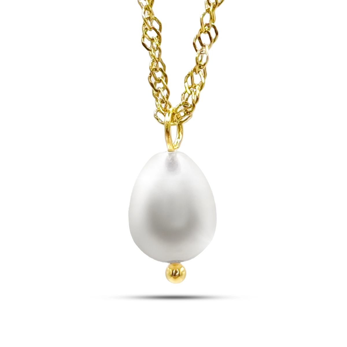 Collar Acero Dorado Perla de Rio Natural Cadena Twist 2