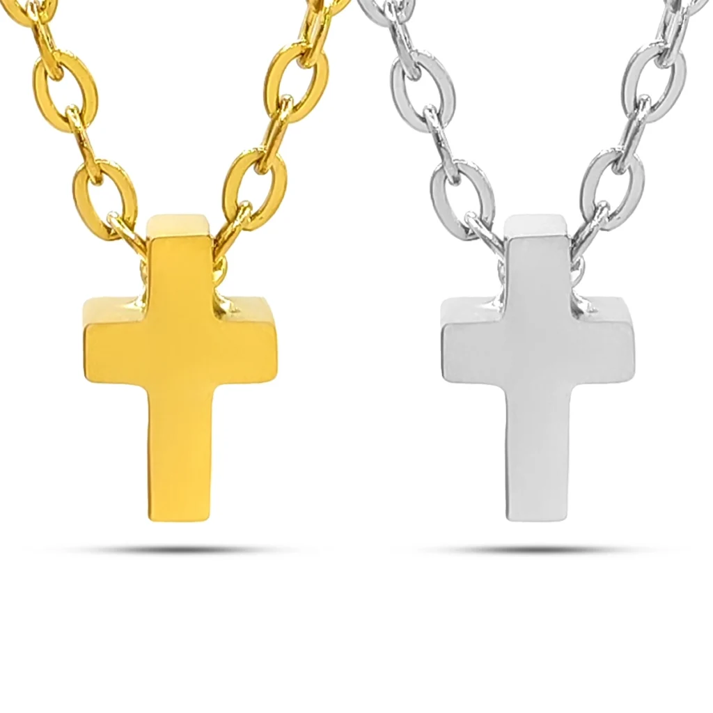 Collar Acero Inox Mini Cactus Cruz Latina Lisa 8 mm