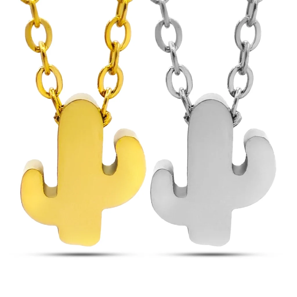 Collar Acero Inox Mini Cactus Sahuaro Liso 10 mm