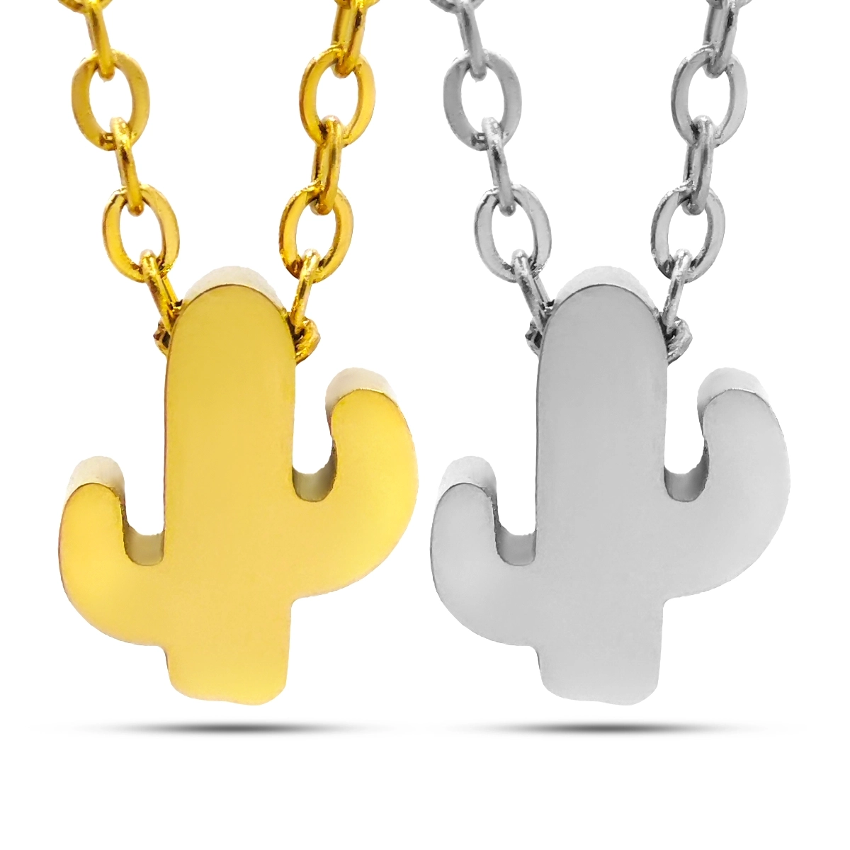 Collar Acero Inox Mini Cactus Sahuaro Liso 10 mm