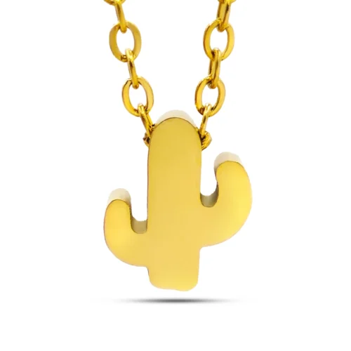 Collar Acero Inox Mini Cactus Sahuaro Liso 10 mm (2)