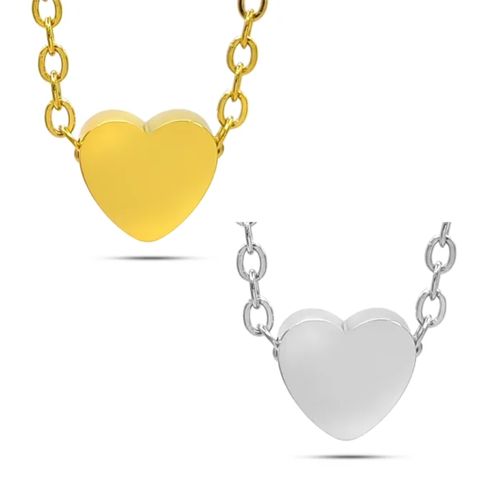 Collar Acero Inox Mini Corazon Liso 8 mm