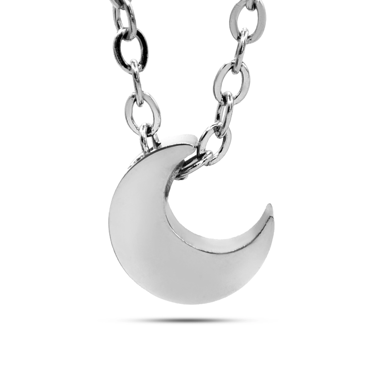 Collar Acero Inox Mini Luna Creciente Lisa 8 mm 5