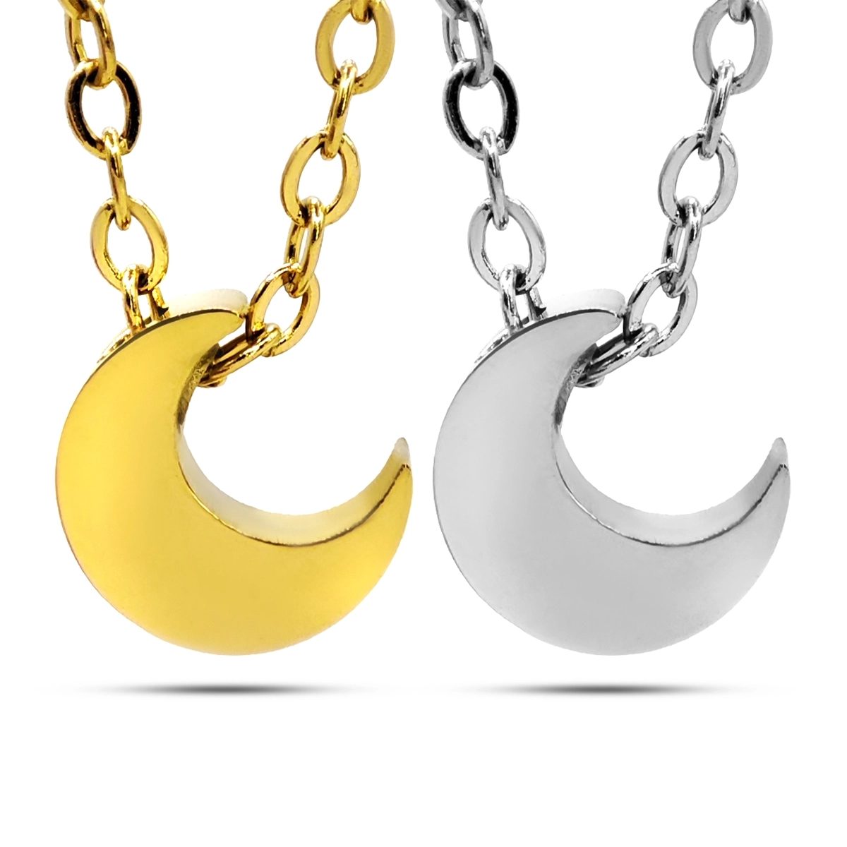 Collar Acero Inox Mini Luna Creciente Lisa 8 mm