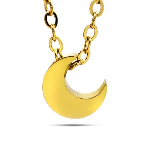 Collar Acero Inox Mini Luna Creciente Lisa 8 mm