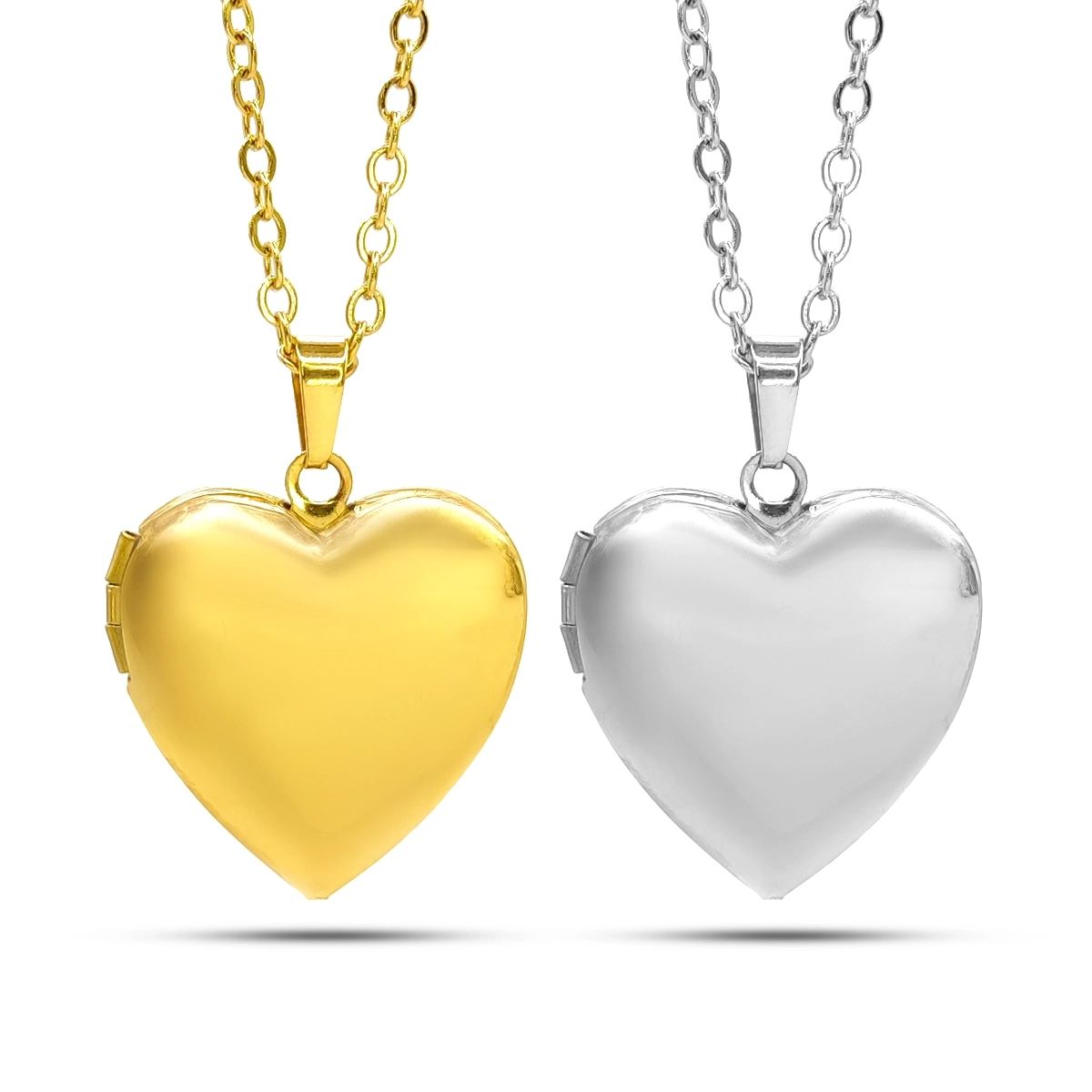 Collar Acero Relicario Guardapelo Corazón Liso 23 cm