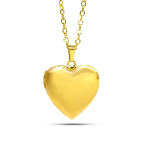 Collar Acero Relicario Guardapelo Corazón Liso 23 cm (3)