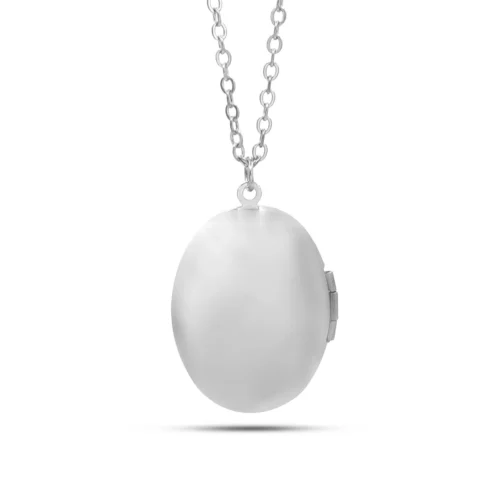 Collar Acero Relicario Guardapelo Ovalado Liso 30 mm (4)