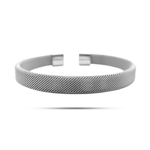 Pulsera Acero Brazalete Ajustable Malla Red Ancho (2)