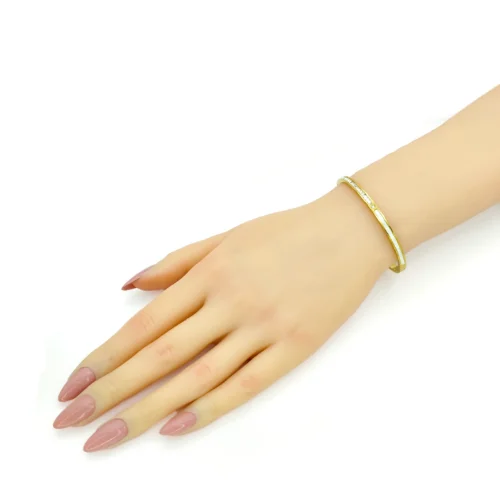 Pulsera Acero Brazalete Dividido Madre Perla y Cristales (1)