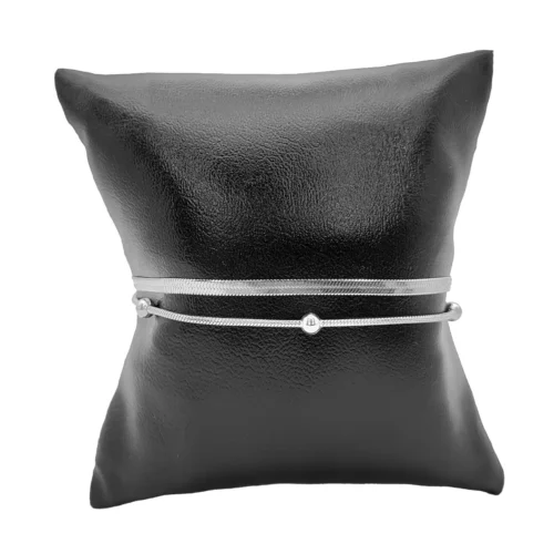 Pulsera Acero Doble Planchada Cola de Rata con Balines (3)