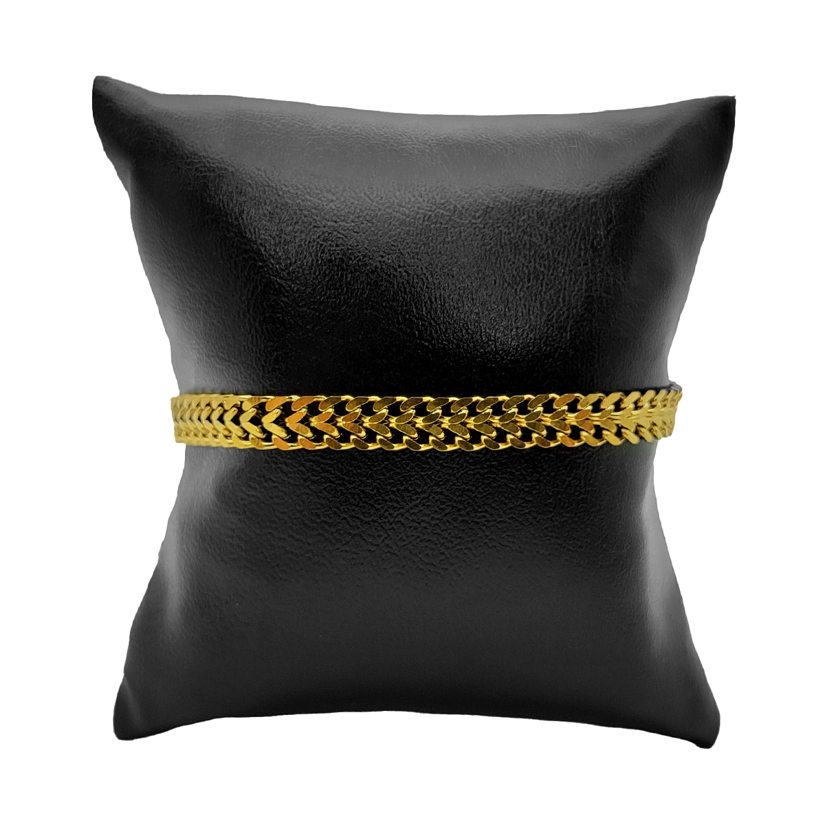 Pulsera Acero Dorado Esclava Doble Fila Unida Cubana 1