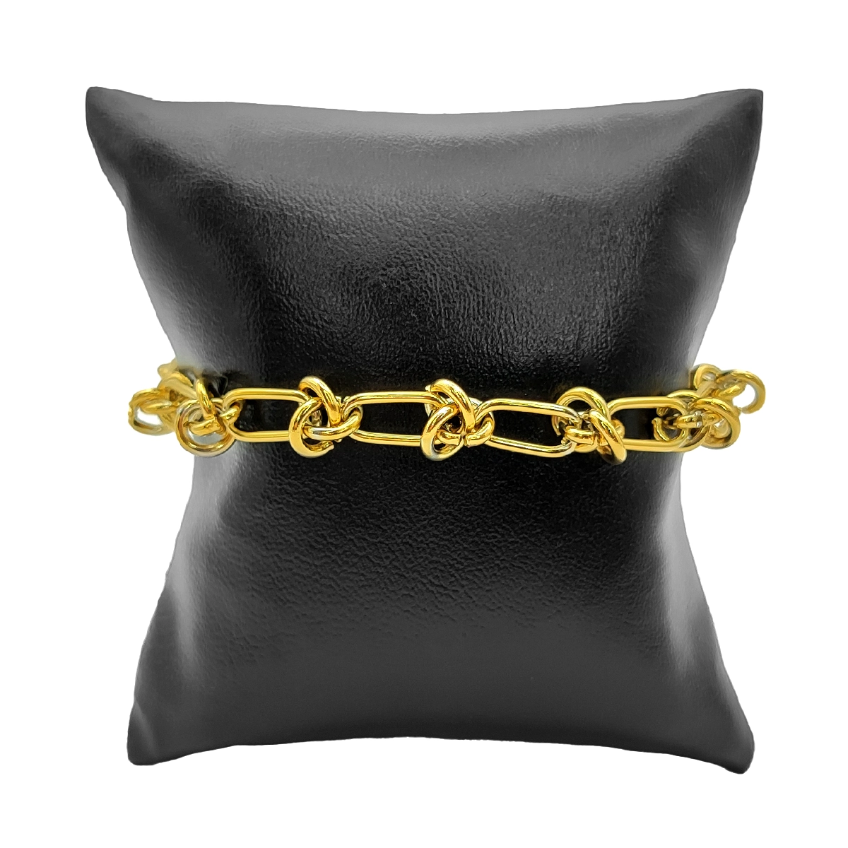 Pulsera Acero Dorado Esclava Eslabon Oval con Nudos 2