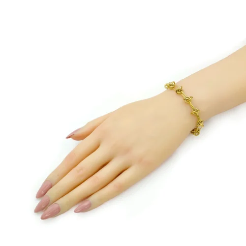 Pulsera Acero Dorado Esclava Eslabon Oval con Nudos (3)