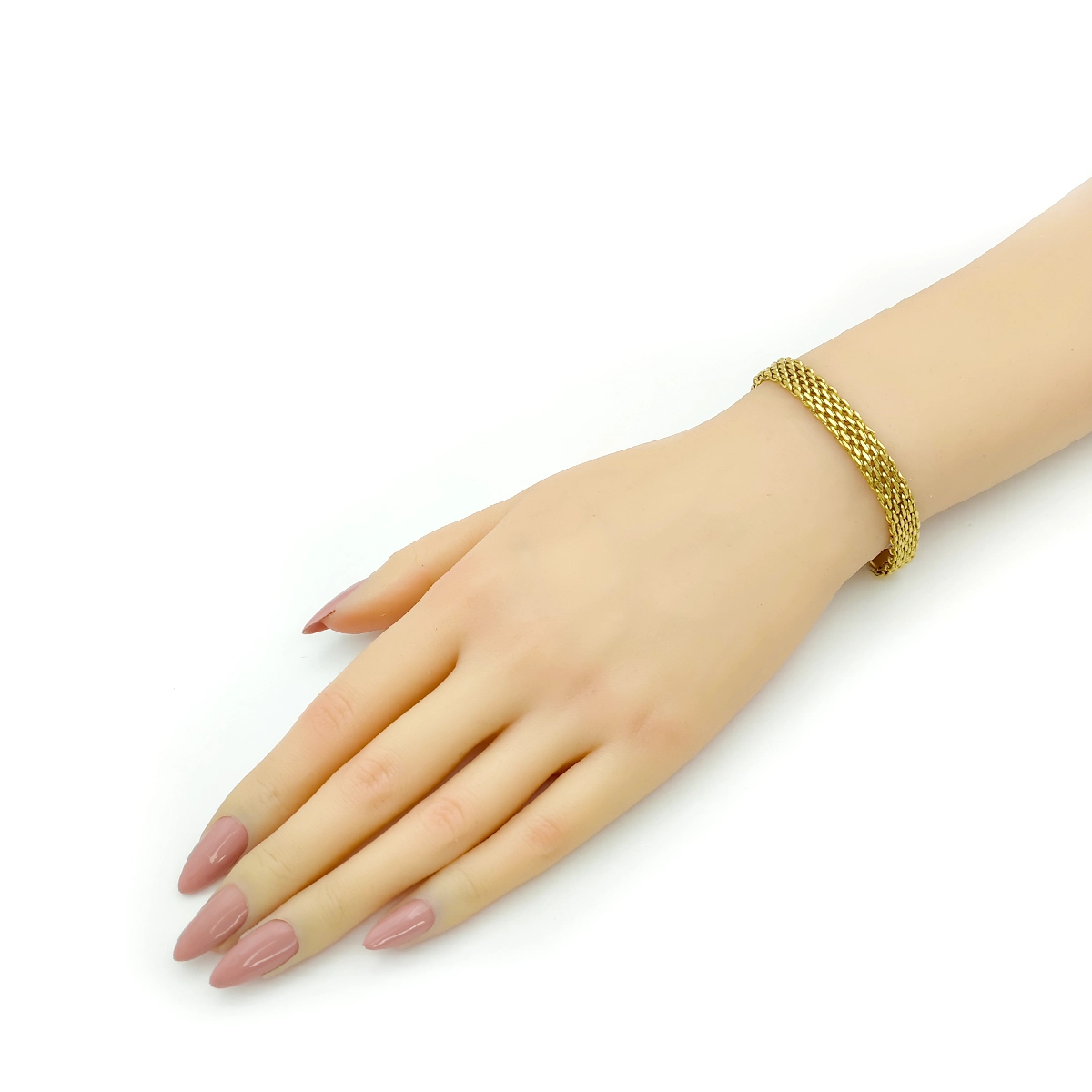 Pulsera Acero Dorado Multicadena Tipo Red Elegante 8 Pulsera Acero Dorado Multicadena Tipo Red Elegante - Image 6