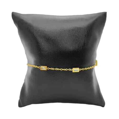 Pulsera Acero Dorado Zirconias Rectangulares Claras (1)