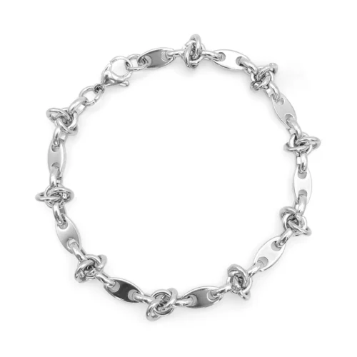 Pulsera Acero Esclava Eslabon Barco Liso Nudos Moderna (5)