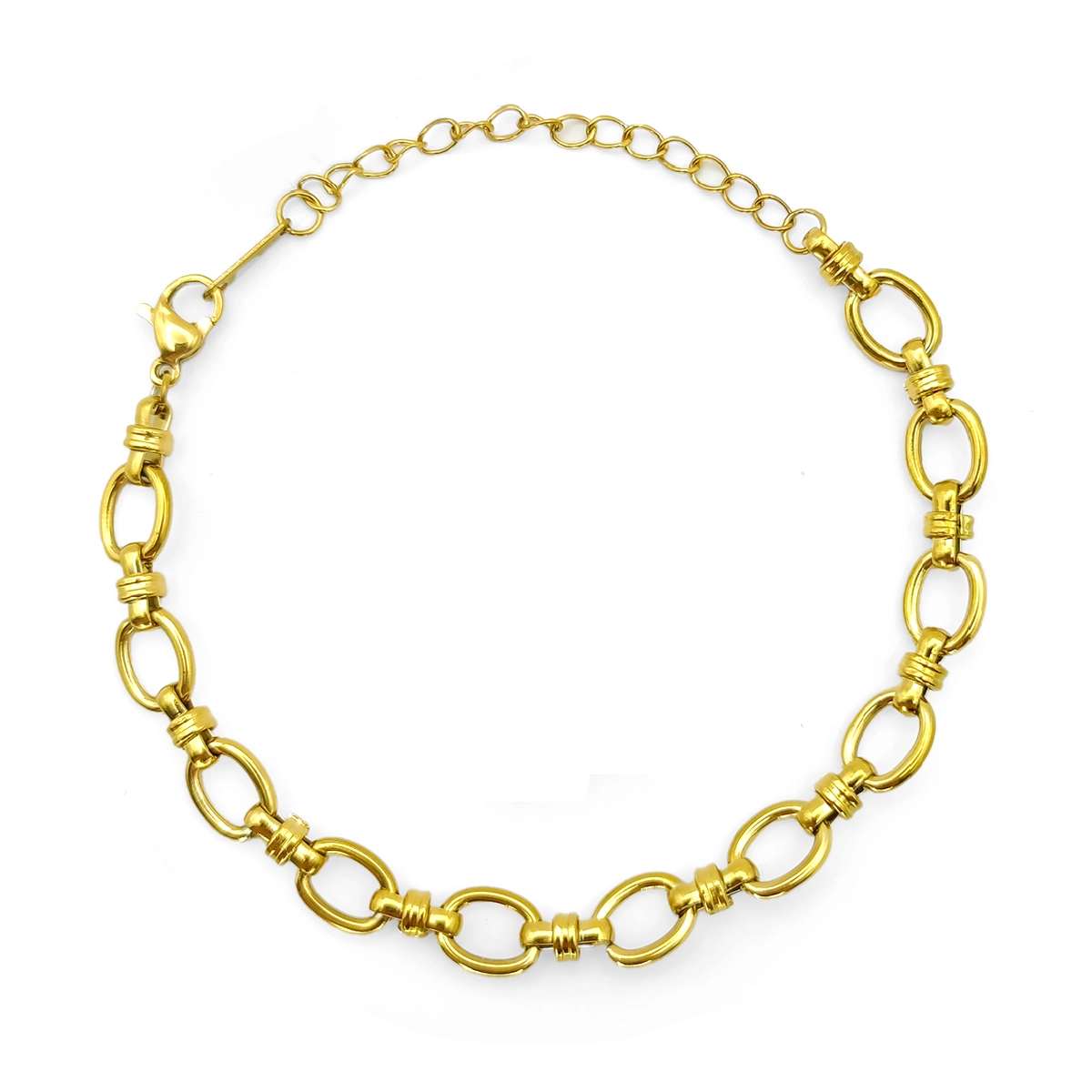 Pulsera Acero Esclava Eslabon Corto Oval Moderno 2