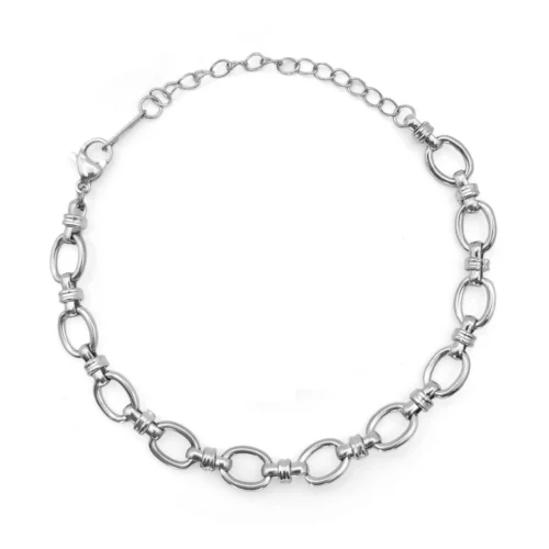 Pulsera Acero Esclava Eslabon Corto Oval Moderno (7)
