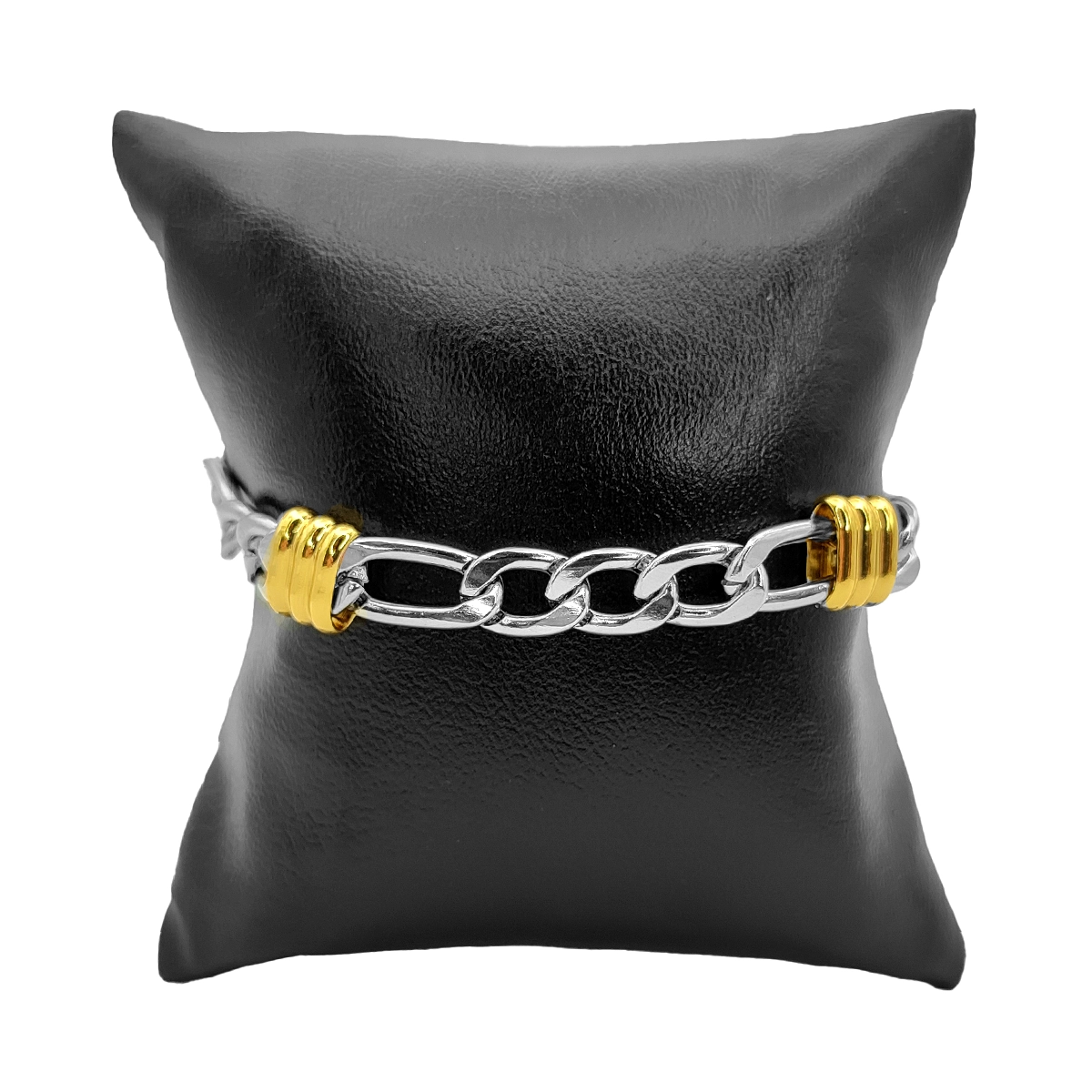 Pulsera Acero Inox Bicolor Esclava 3x1 Remaches Moderna 2