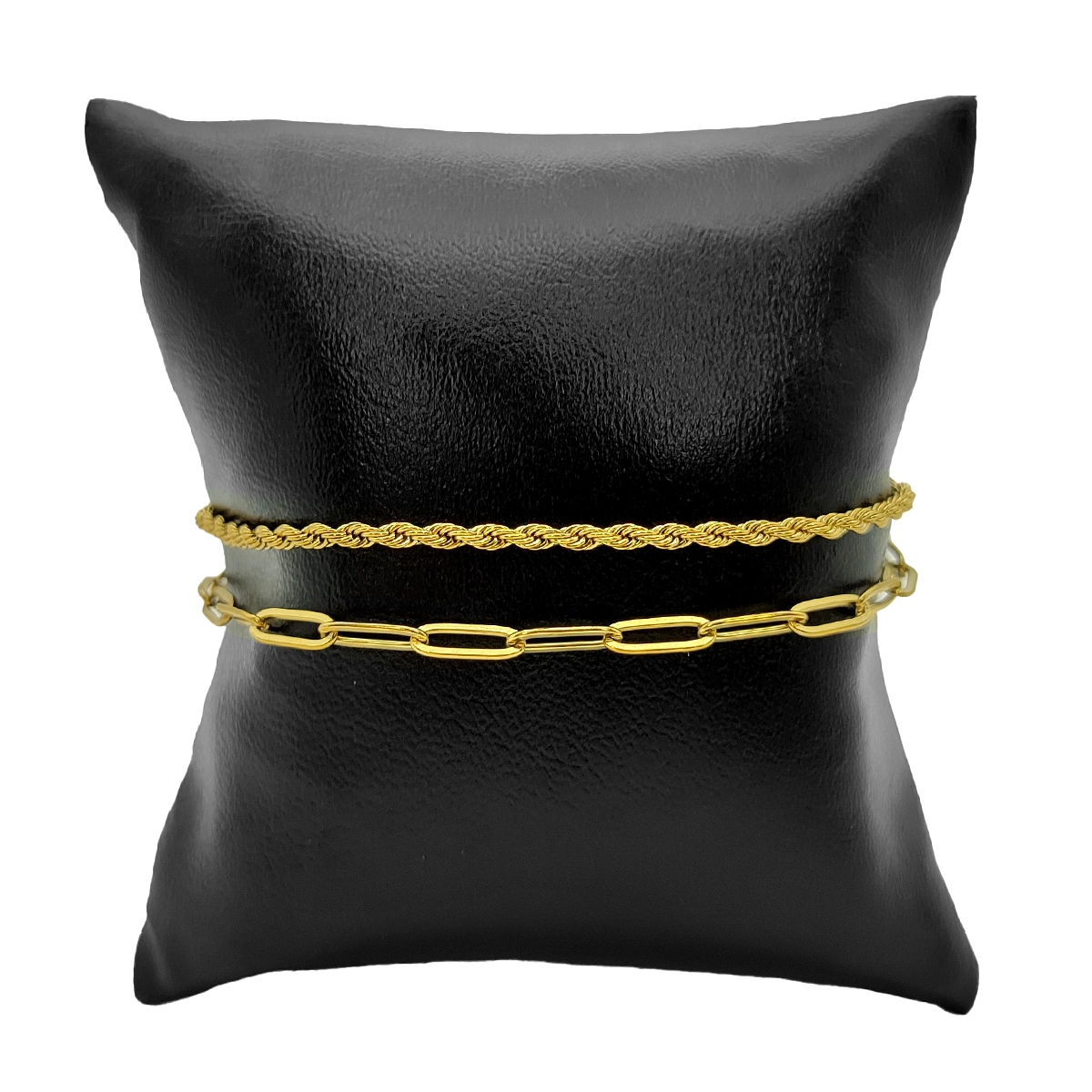 Pulsera Acero Inox Doble Cadena Torzal y Cadena Oval 2