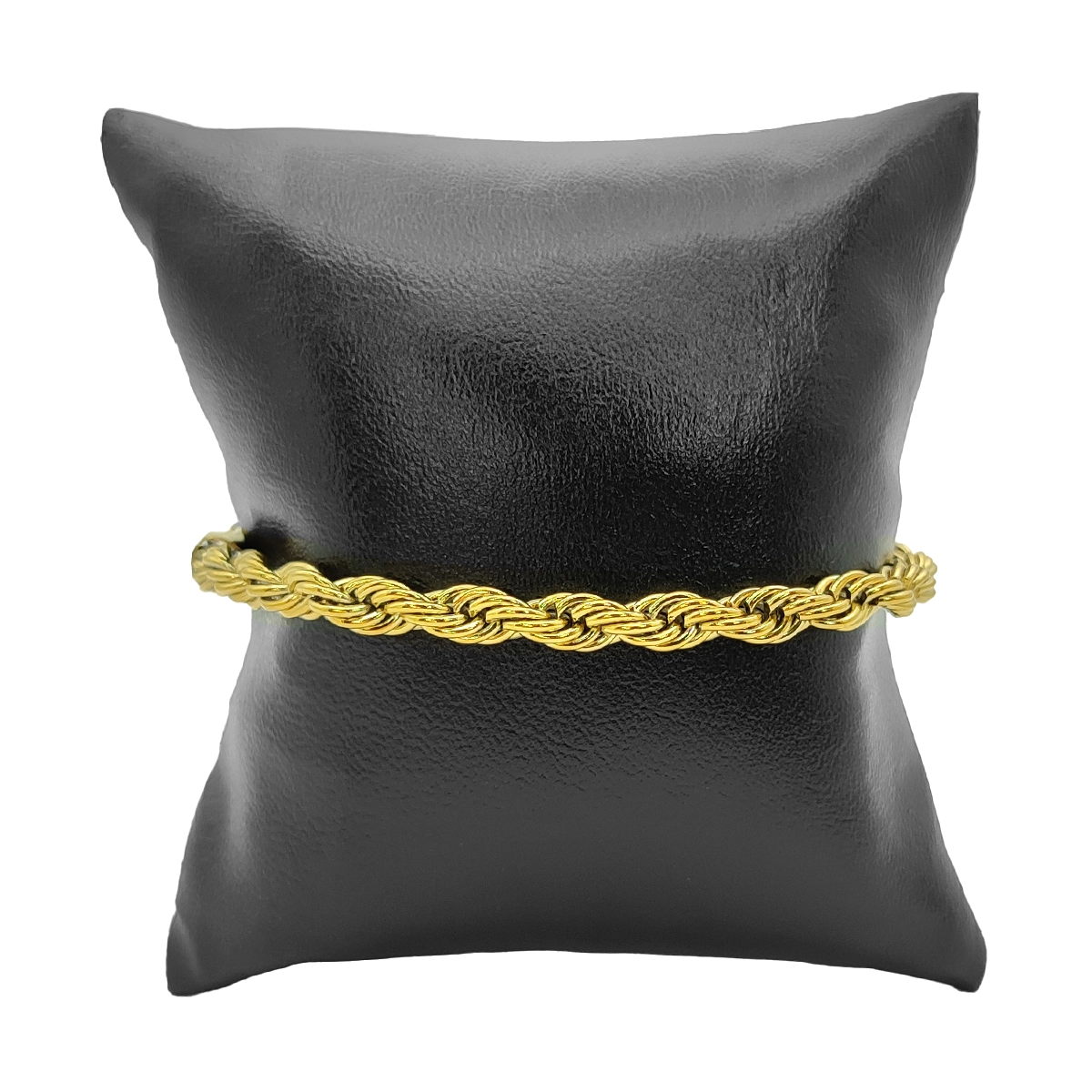 Pulsera Acero Inox Dorado Esclava Gruesa Torzal 5 mm