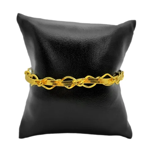 Pulsera Acero Inox Dorado Planchada Cadena Entrelazada (2)