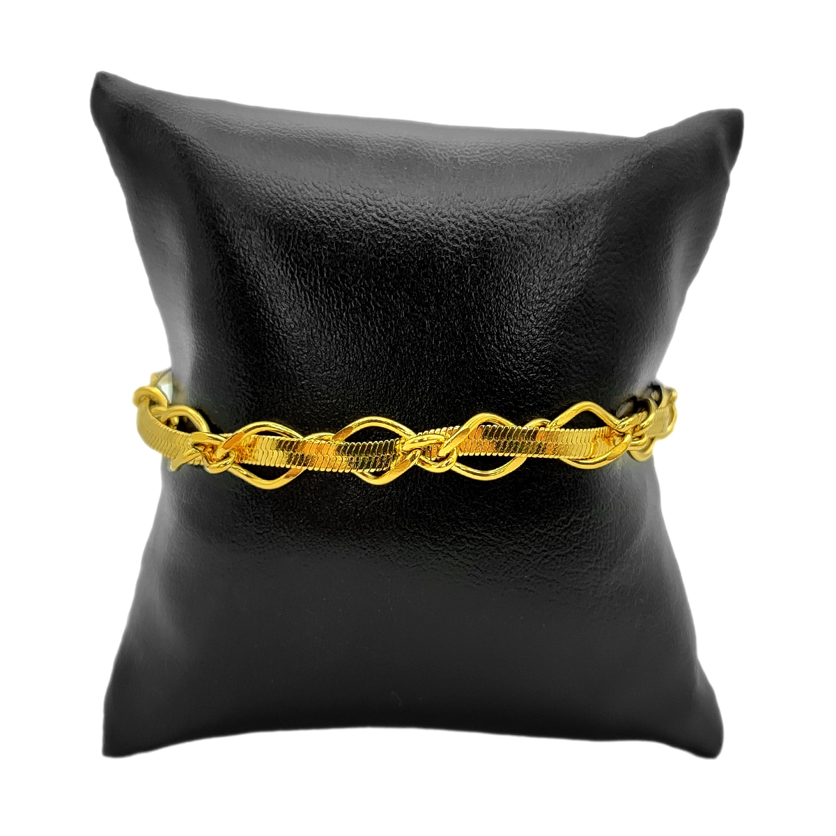 Pulsera Acero Inox Dorado Planchada Cadena Entrelazada 2