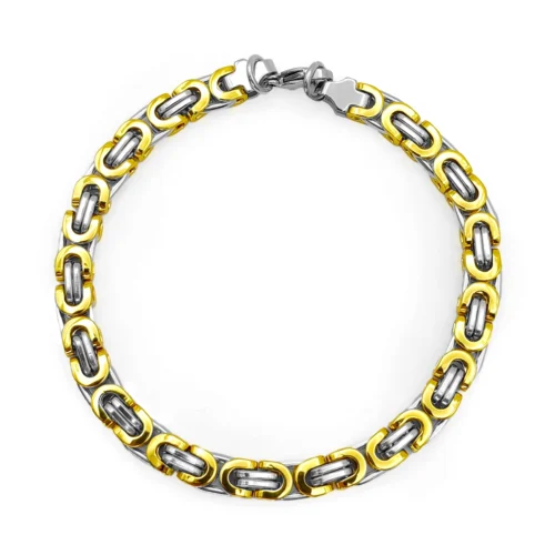 Pulsera Acero Inox Esclava Eslabon Bizantino Semicirculo (2)