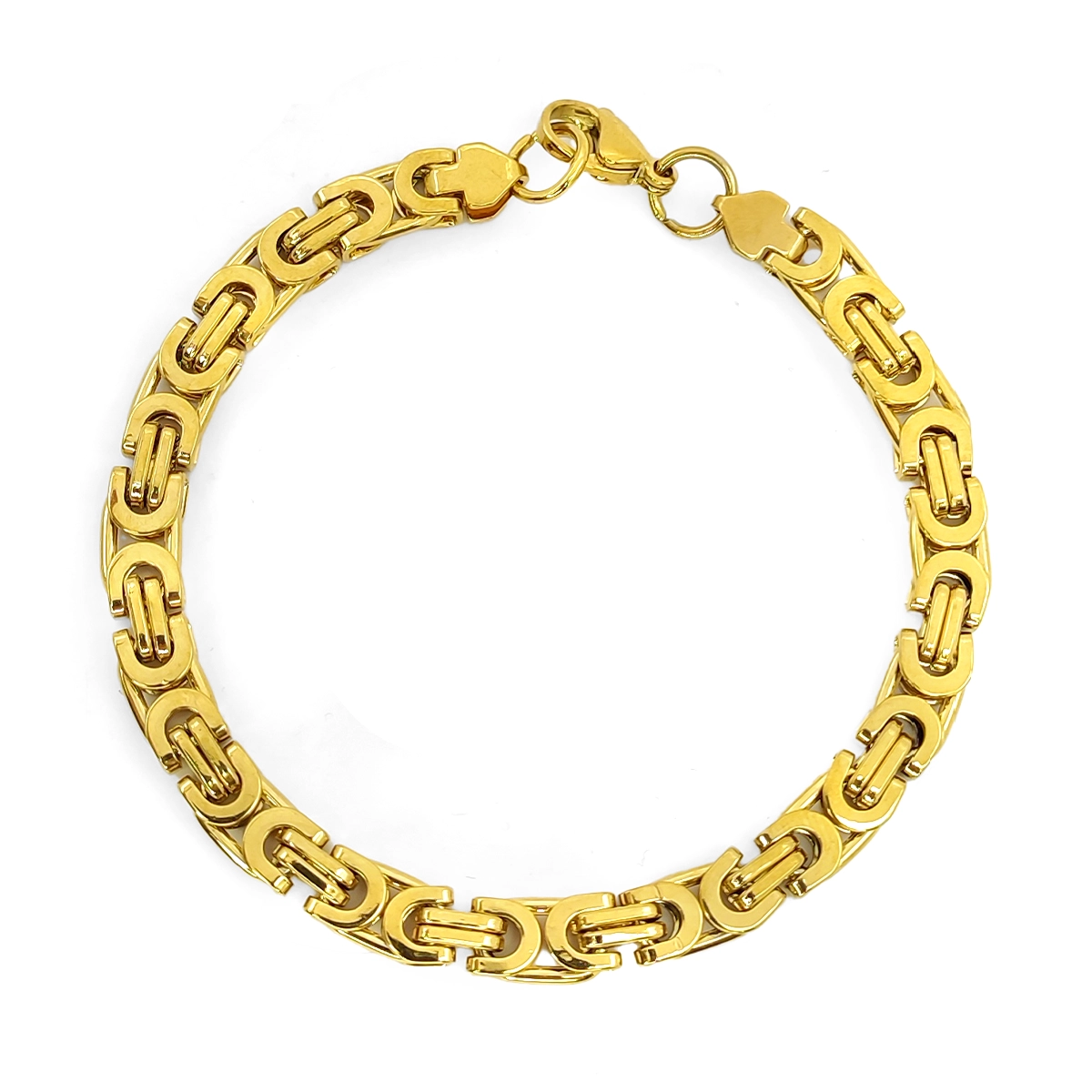 Pulsera Acero Inox Esclava Eslabon Bizantino Semicirculo 8