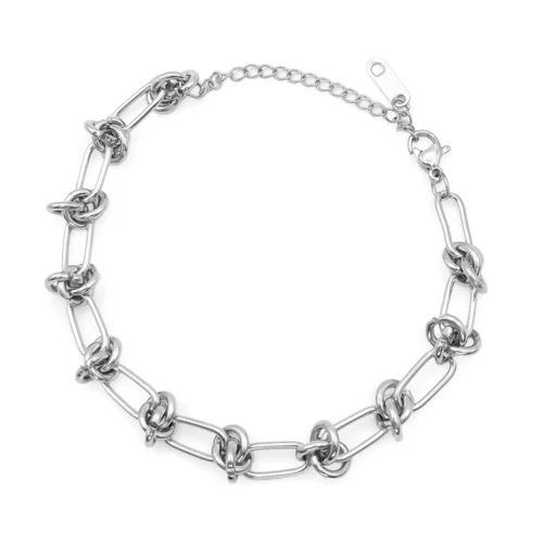 Pulsera Acero Inox Esclava Eslabon Oval con Nudos (6)
