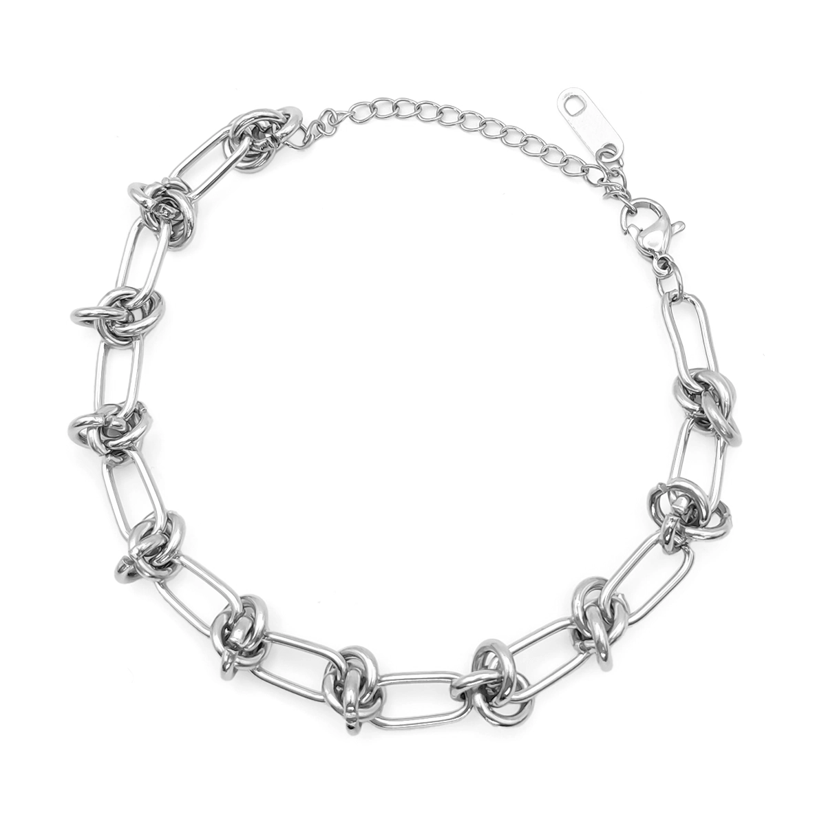 Pulsera Acero Inox Esclava Eslabon Oval con Nudos 6