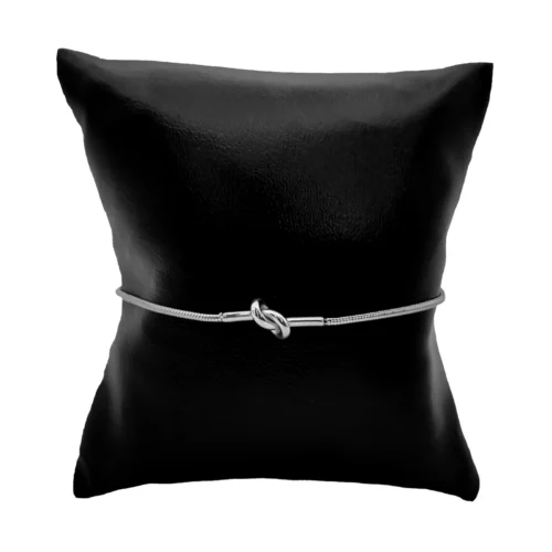 Pulsera Acero Plateado Cola de Rata Delgada con Nudo (4)