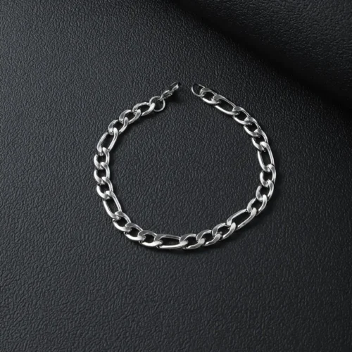 Pulsera Acero Plateado Esclava Sencilla 3x1 7 mm (2)