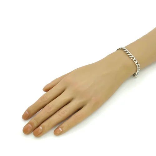 Pulsera Acero Plateado Esclava Sencilla Cubana 7 mm (1)