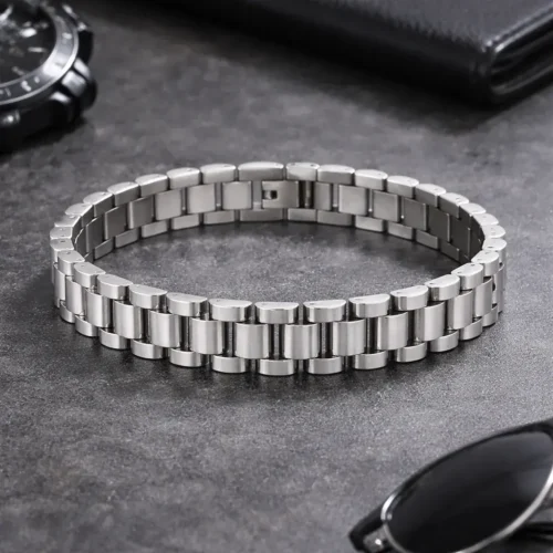 Pulsera Acero Plateado Extensible Reloj Elegante Pulida (2)