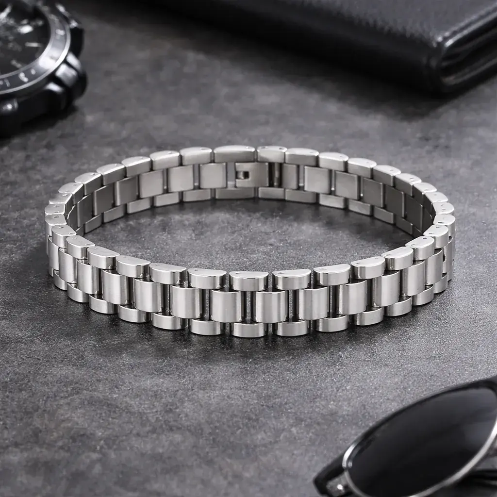 Pulsera Acero Plateado Extensible Reloj Elegante Pulida 5 Pulsera Acero Plateado Extensible Reloj Elegante Pulida - Image 3