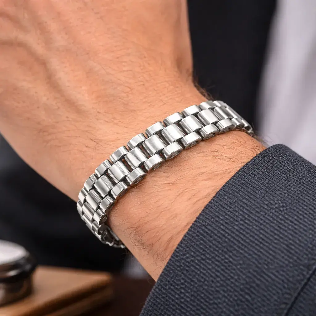 Pulsera Acero Plateado Extensible Reloj Elegante Pulida 7 Pulsera Acero Plateado Extensible Reloj Elegante Pulida - Image 5