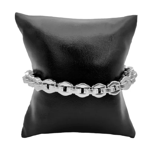 Pulsera Acero Plateado Semi Circulo Entrelazado (3)