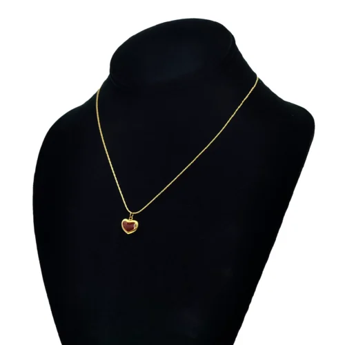 Set Joyería Inox Dorado Corazón Inflado Centro Guinda (2)