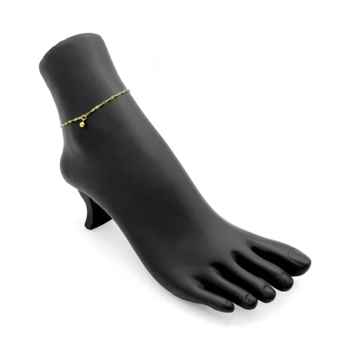 Tobillera Acero Dorado Cadena Petatillo Balin Colgante (1)