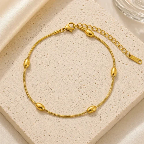 Tobillera Acero Dorado Cola de Rata Barriles Sencilla (2)