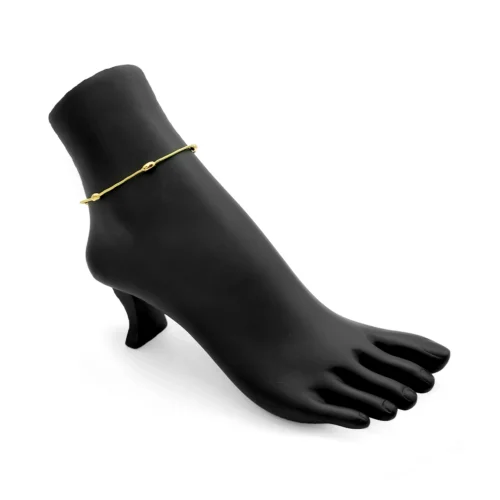 Tobillera Acero Dorado Cola de Rata Barriles Sencilla (2)