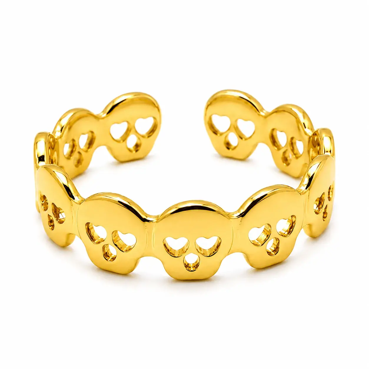Anillo Acero Inox Calaveras Ojo Corazon 5mm Ajustable 12
